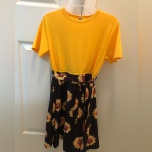 Short sleeve girls sunflower Shein dress